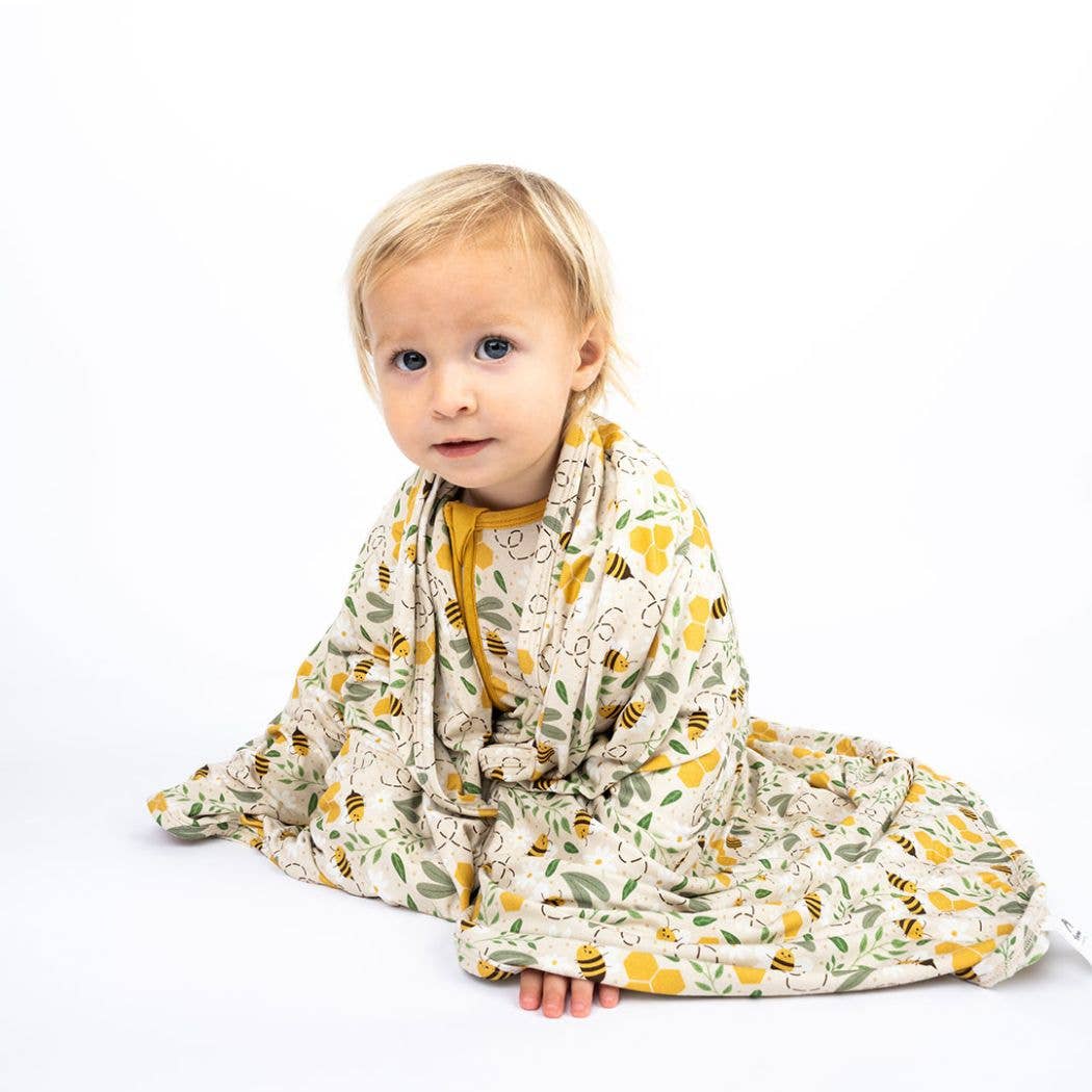 Happy Honey Bees Luxury Bamboo Blanket