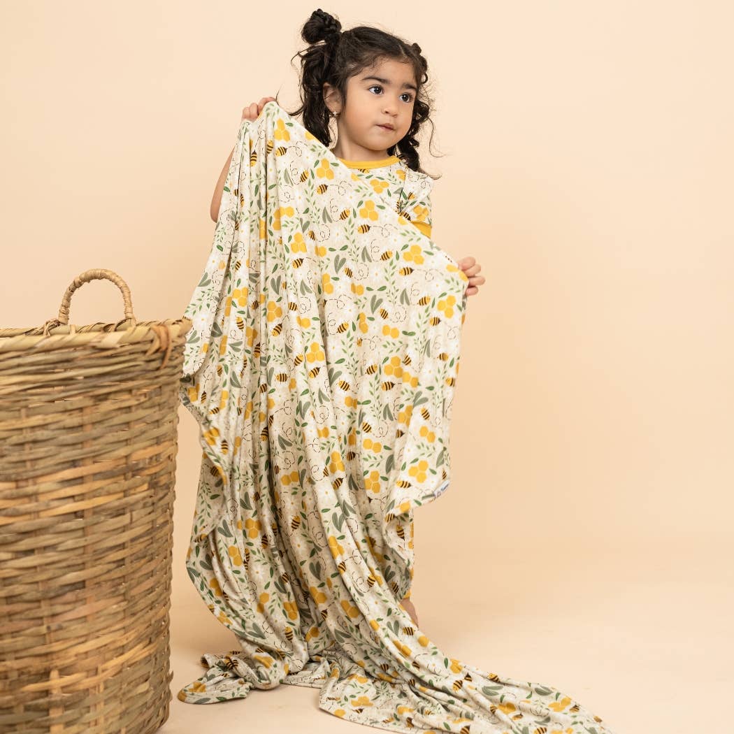 Happy Honey Bees Luxury Bamboo Blanket