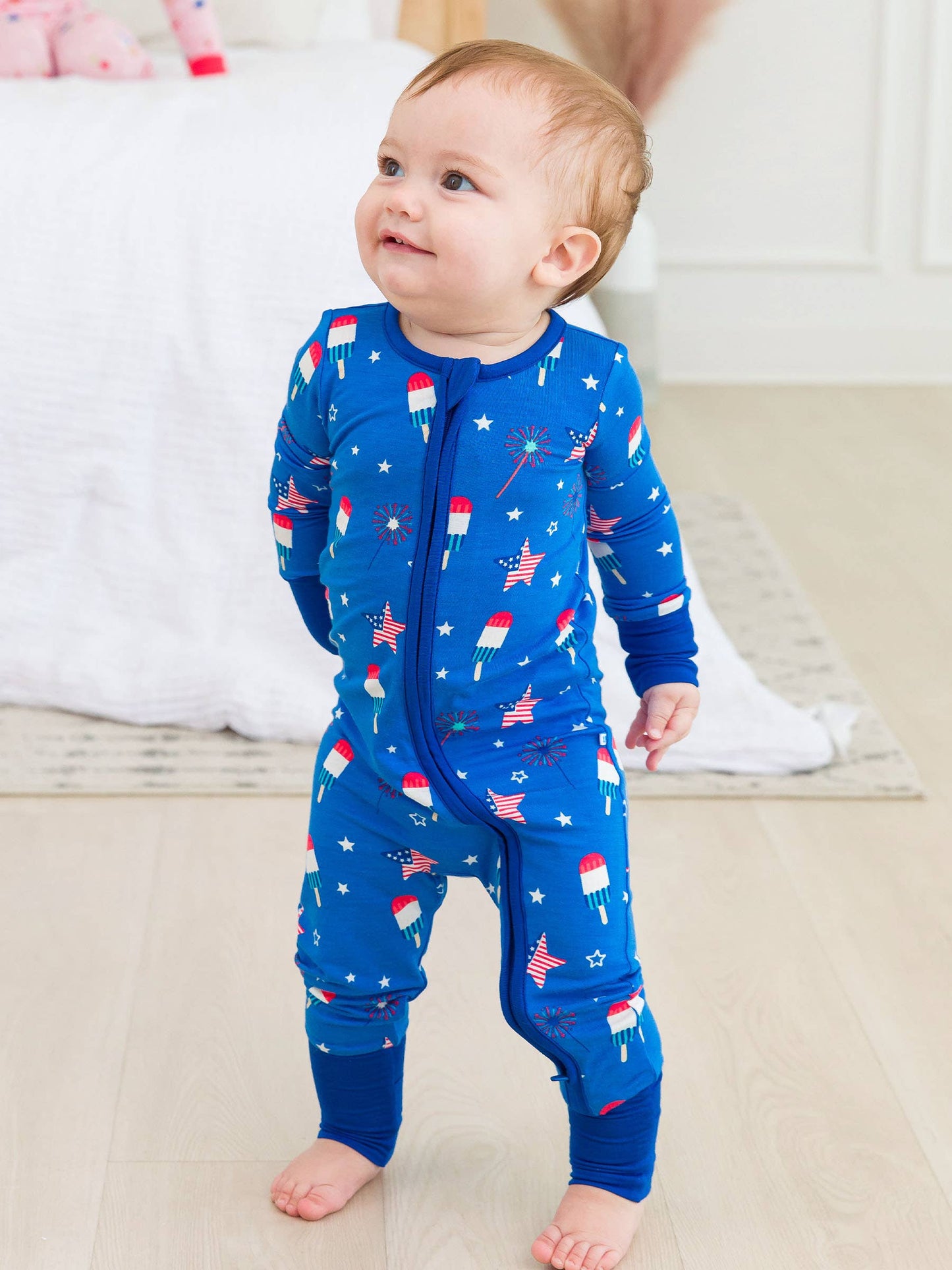 Baby Boys Freedom Fireworks Convertible One Piece Pajamas