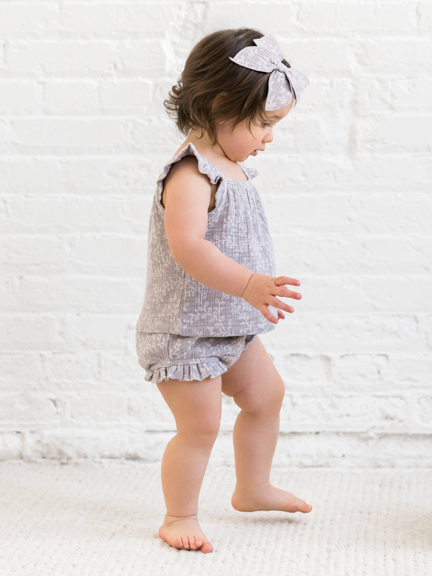 Organic Suki Muslin Tank & Short Set - Lucia Floral/Lilla