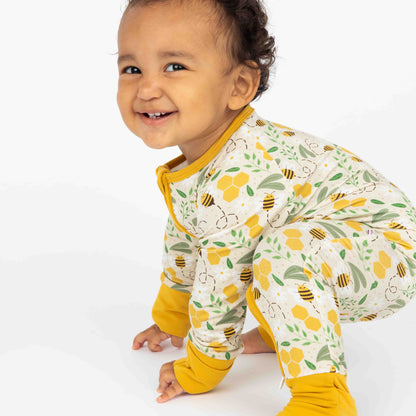 Happy Honey Bees Bamboo Convertible Baby Pajamas
