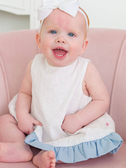 Baby Girls White & Light Blue Swing Top & Bloomer Set
