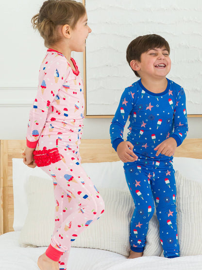 Toddler Girls Sweet Freedom Bamboo Viscose Ruffle Long Sleeve Pajama Set