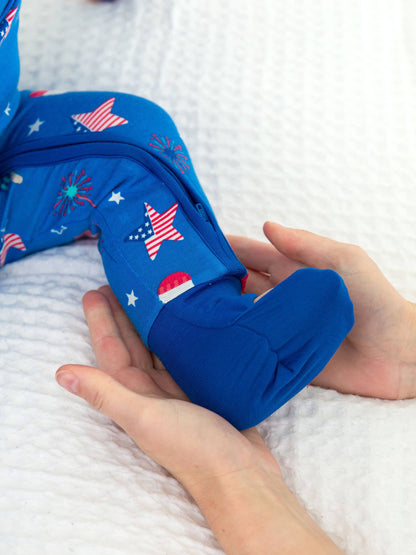 Baby Boys Freedom Fireworks Convertible One Piece Pajamas