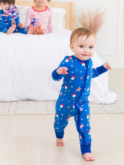 Baby Boys Freedom Fireworks Convertible One Piece Pajamas