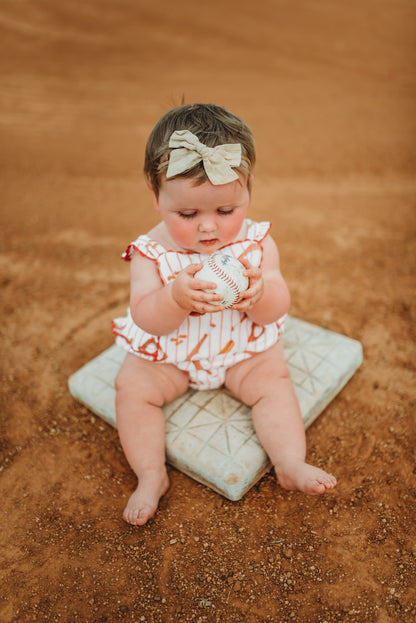 Muslin Ric-Rac Ruffle Sunsuit, Baseball Game