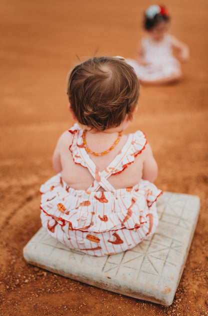 Muslin Ric-Rac Ruffle Sunsuit, Baseball Game