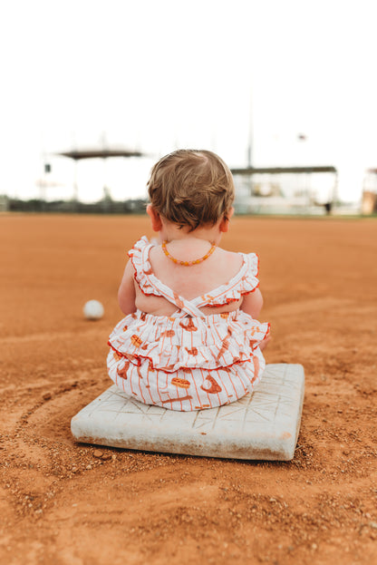 Muslin Ric-Rac Ruffle Sunsuit, Baseball Game