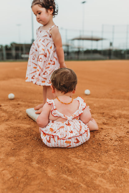 Muslin Ric-Rac Ruffle Sunsuit, Baseball Game