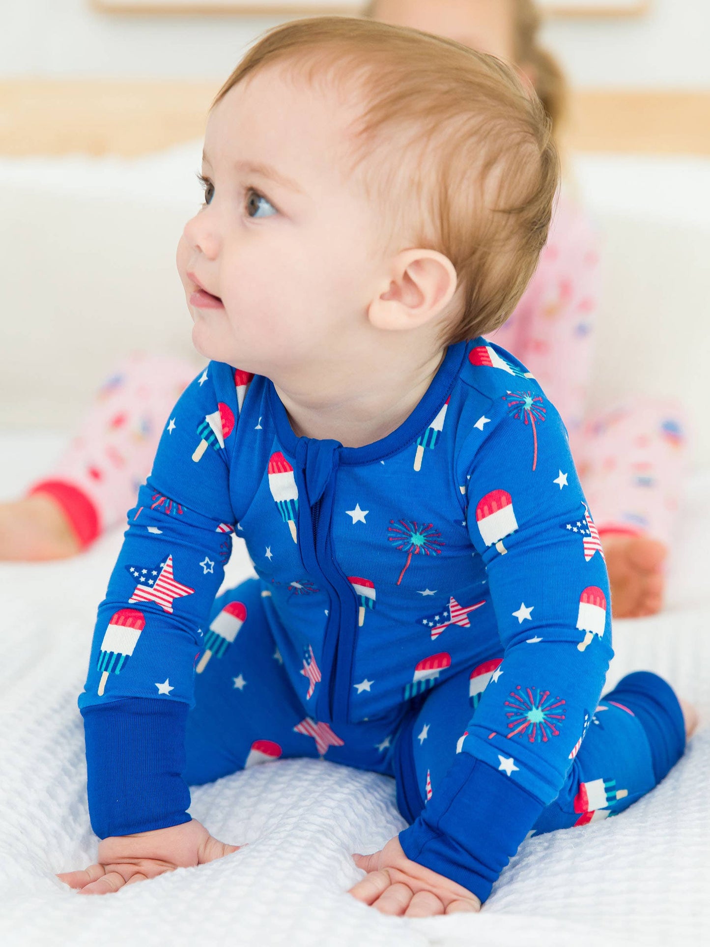 Baby Boys Freedom Fireworks Convertible One Piece Pajamas