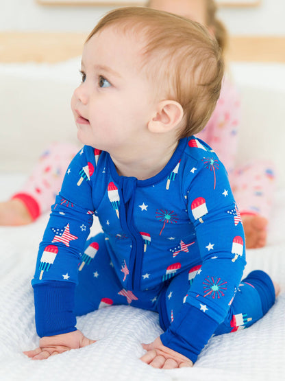 Baby Boys Freedom Fireworks Convertible One Piece Pajamas