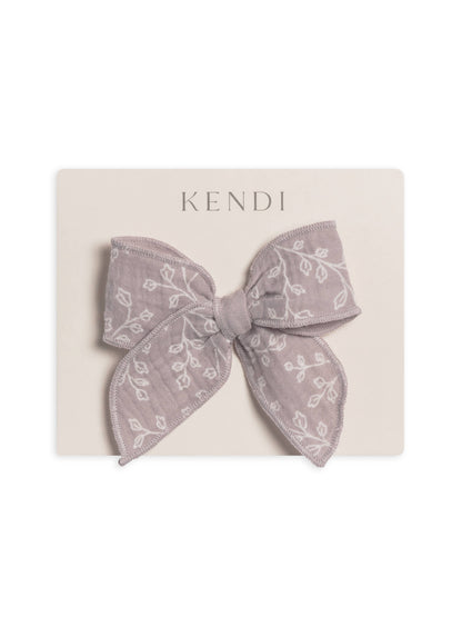 Baby & Kids Muslin Bow Clip - Lucia Floral / Lilla