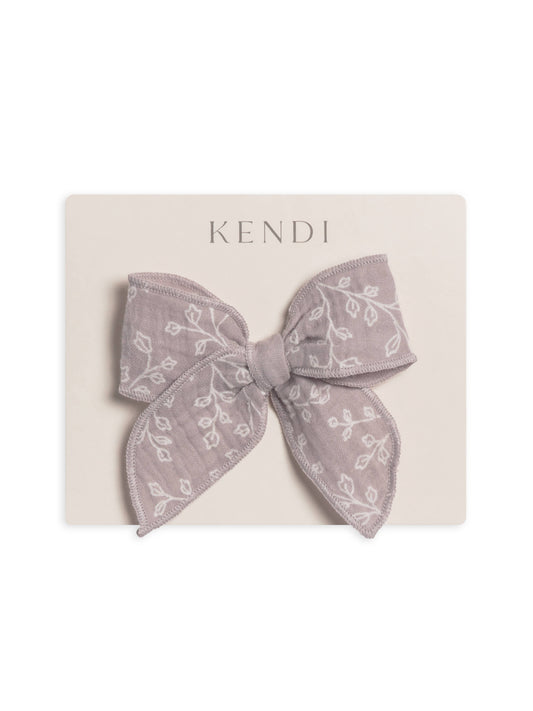 Baby & Kids Muslin Bow Clip - Lucia Floral / Lilla