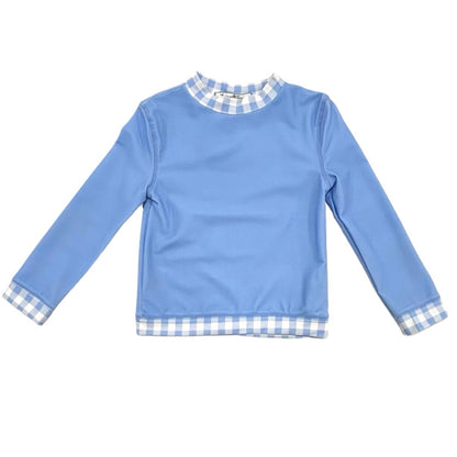 Kids Summer Swimwear - Rashguard - Blue Gingham
