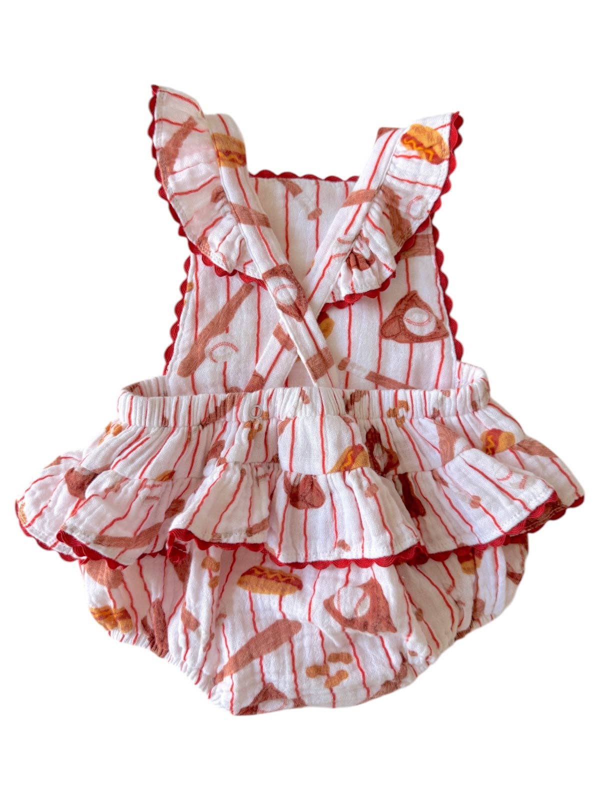 Muslin Ric-Rac Ruffle Sunsuit, Baseball Game