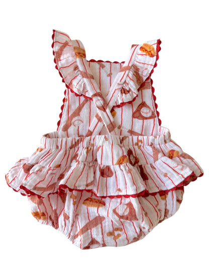 Muslin Ric-Rac Ruffle Sunsuit, Baseball Game
