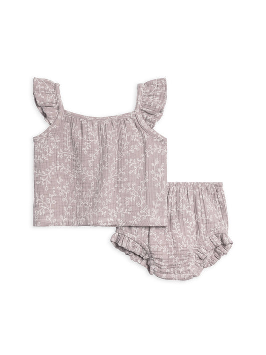 Organic Suki Muslin Tank & Short Set - Lucia Floral/Lilla