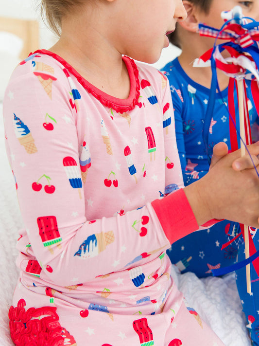 Toddler Girls Sweet Freedom Bamboo Viscose Ruffle Long Sleeve Pajama Set